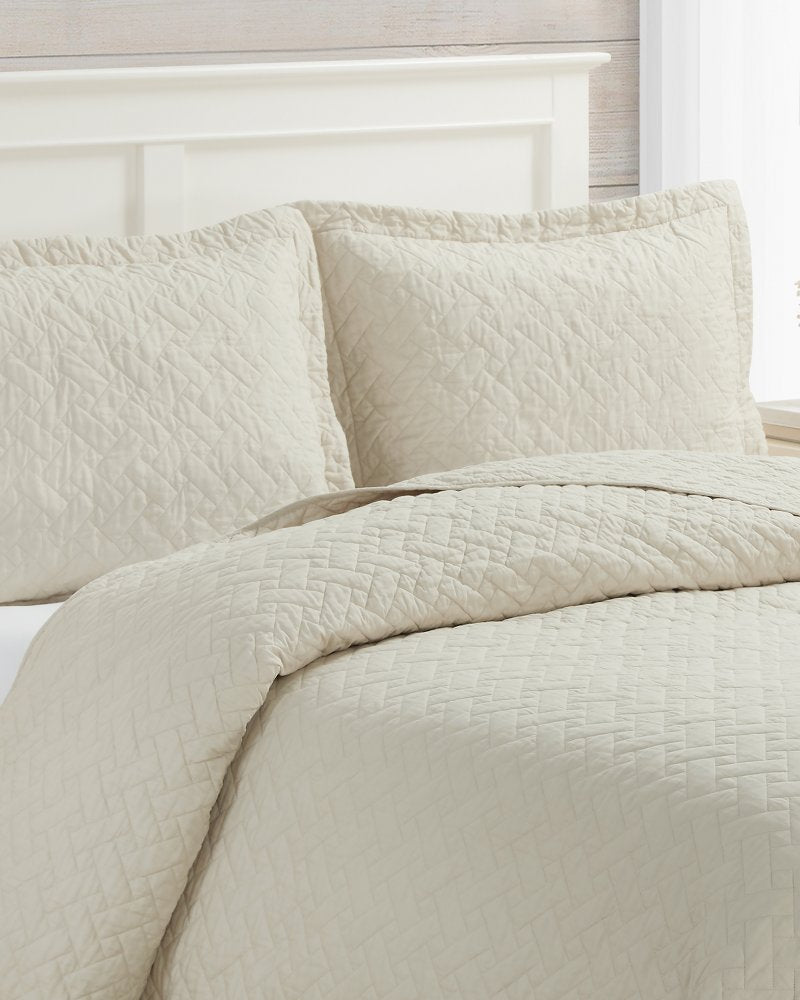 Raffia Solid 2-Piece Twin Quilt Set Beige | Tommy Bahama Value - Raffia Solid 2-Piece Twin Quilt Set