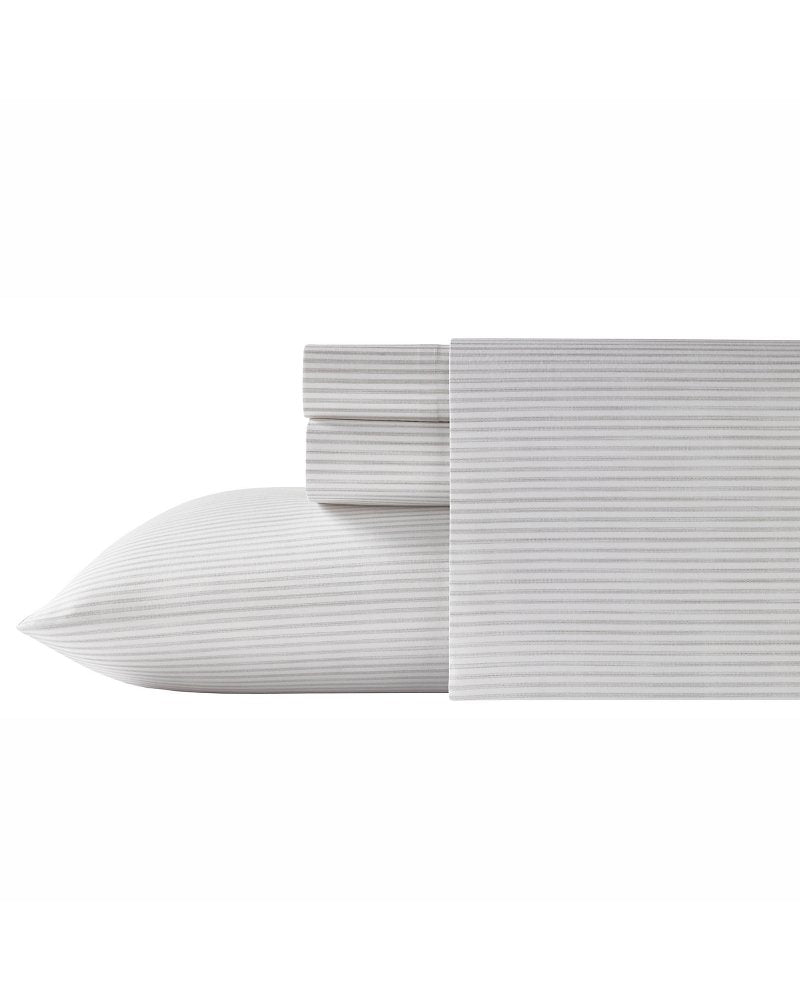 Paloma Stripe Cloud 4-Piece Queen Sheet Set Grey | Tommy Bahama Hot Sale - Paloma Stripe Cloud 4-Piece Queen Sheet Set