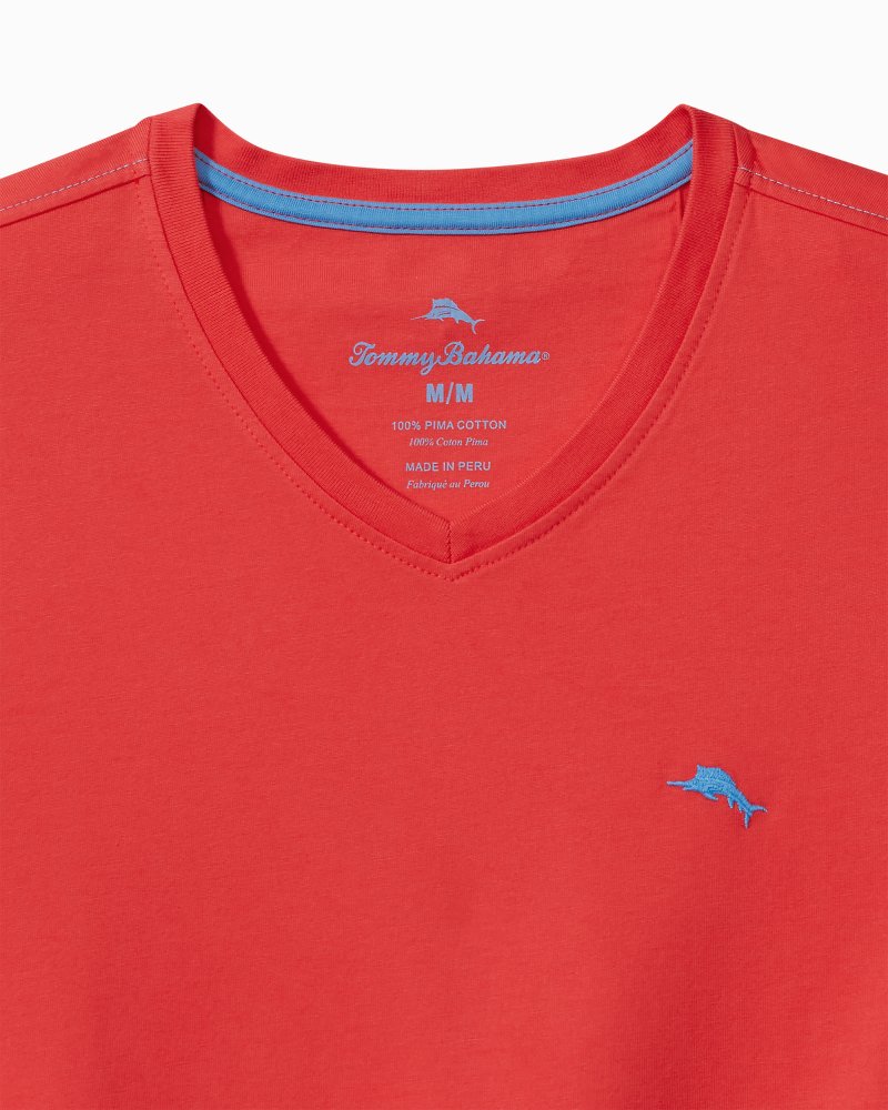 Big & Tall Bali Skyline V-Neck Long-Sleeve T-Shirt Zanzibar Red | Tommy Bahama Premium - Big & Tall Bali Skyline V-Neck Long-Sleeve T-Shirt