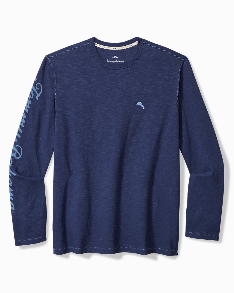 Big & Tall Azul Palms Long-Sleeve Lux T-Shirt Island Navy | Tommy Bahama Great Value - Big & Tall Azul Palms Long-Sleeve Lux T-Shirt