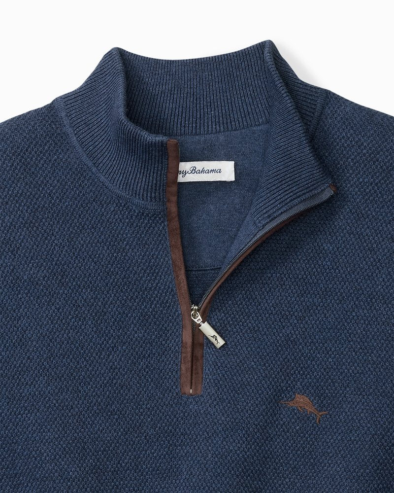 Big & Tall Marlin Luxe Half-Zip Sweater Dockside Blue Heather | Tommy Bahama Special Offer - Big & Tall Marlin Luxe Half-Zip Sweater