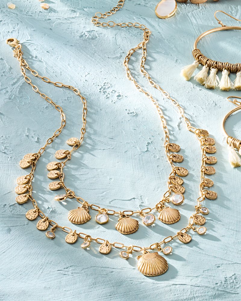 Seaside Layered Charm Statement Necklace Gold | Tommy Bahama Hot Sale - Seaside Layered Charm Statement Necklace
