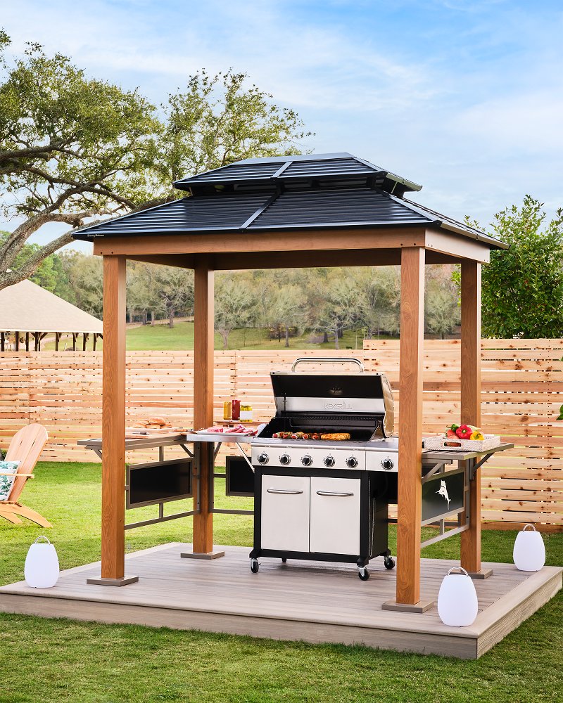 Maui Grill Galvanized Steel Roof Shelter Natural | Tommy Bahama Great Value - Maui Grill Galvanized Steel Roof Shelter