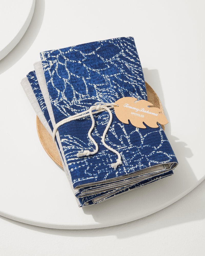 Island Navy Upcycled Reversible Dinner Napkins - Set of 4 Island Navy | Tommy Bahama Classic - Island Navy Upcycled Reversible Dinner Napkins - Set of 4