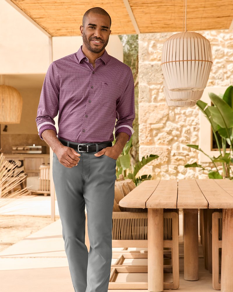 Sarasota Stretch Ventura Isles IslandZone® Stripe Shirt Grape Wine | Tommy Bahama Best Seller - Sarasota Stretch Ventura Isles IslandZone® Stripe Shirt