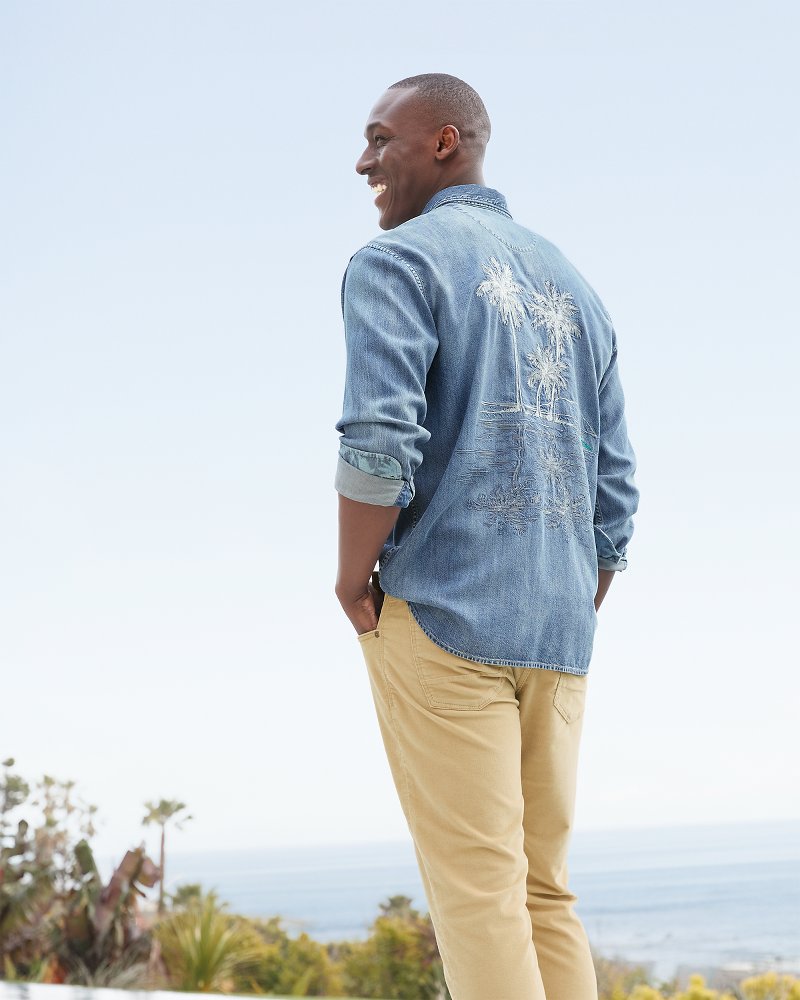 Palm Reflections Long-Sleeve Shirt Blue Jean | Tommy Bahama Exclusive - Palm Reflections Long-Sleeve Shirt