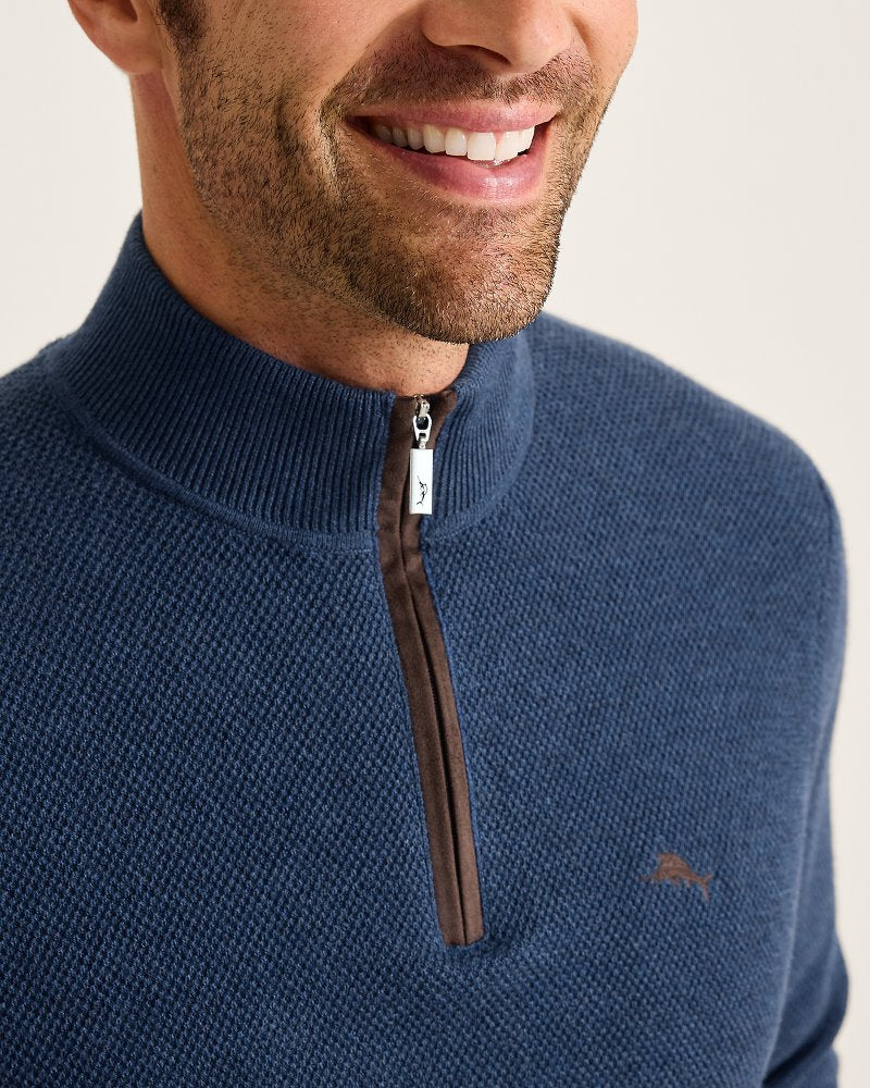 Marlin Luxe Half-Zip Sweater Dockside Blue Heather | Tommy Bahama Discount - Marlin Luxe Half-Zip Sweater