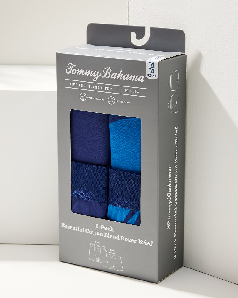 Cotton-Modal Boxer Briefs - 2-Pack Blue Print | Tommy Bahama Exclusive - Cotton-Modal Boxer Briefs - 2-Pack