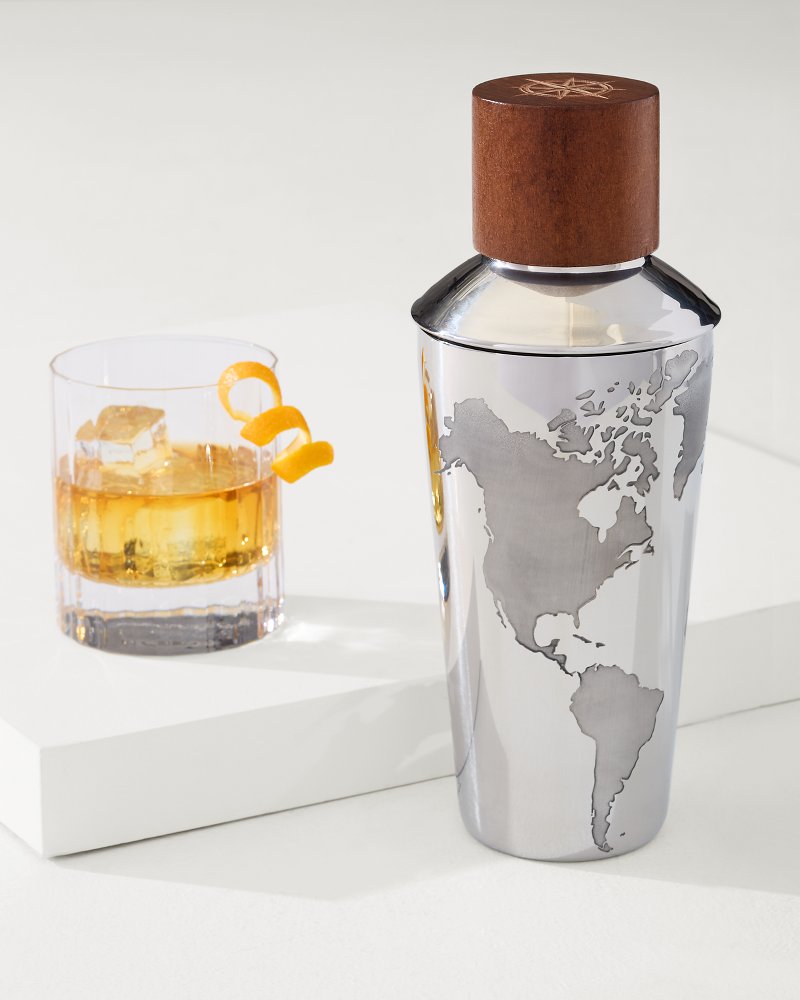 Viski® Globe 3-Piece Cocktail Shaker Silver | Tommy Bahama Smart Buy - Viski® Globe 3-Piece Cocktail Shaker