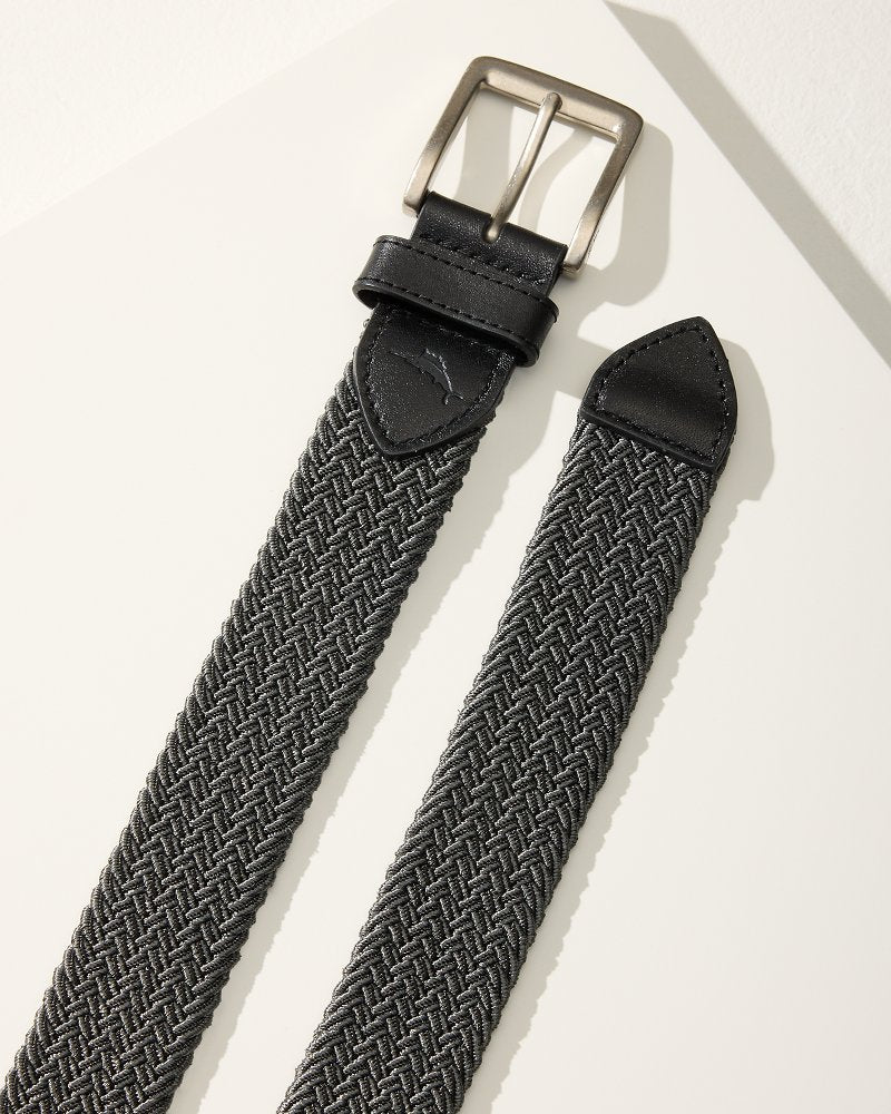 Two-Tone Stretch Webbed Belt Black | Tommy Bahama New - Two-Tone Stretch Webbed Belt