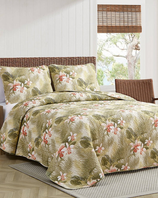 Tropical Orchid 2-Piece Twin Quilt Set Green | Tommy Bahama Great Value - Tropical Orchid 2-Piece Twin Quilt Set