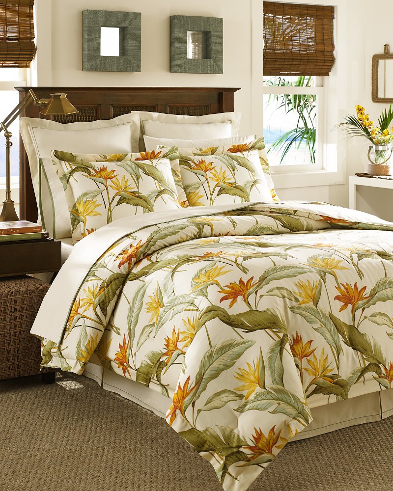 Birds of Paradise 4-Piece California King Comforter Set Ivory | Tommy Bahama Popular - Birds of Paradise 4-Piece California King Comforter Set