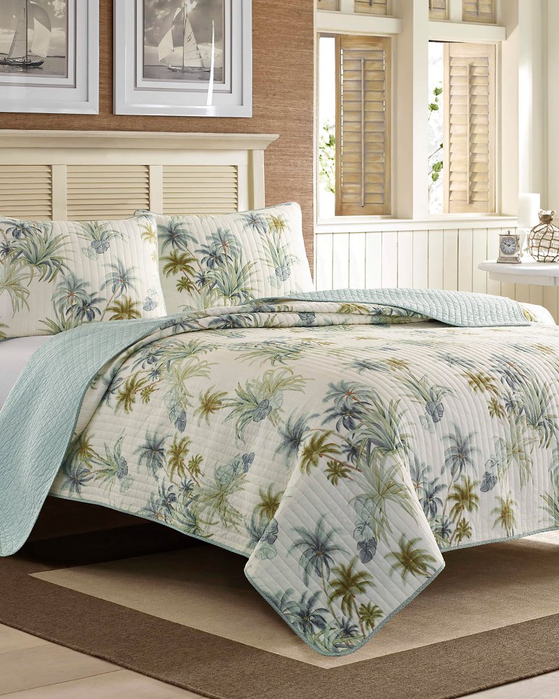 Serenity Palms King Quilted Sham Blue | Tommy Bahama Recommended - Serenity Palms King Quilted Sham