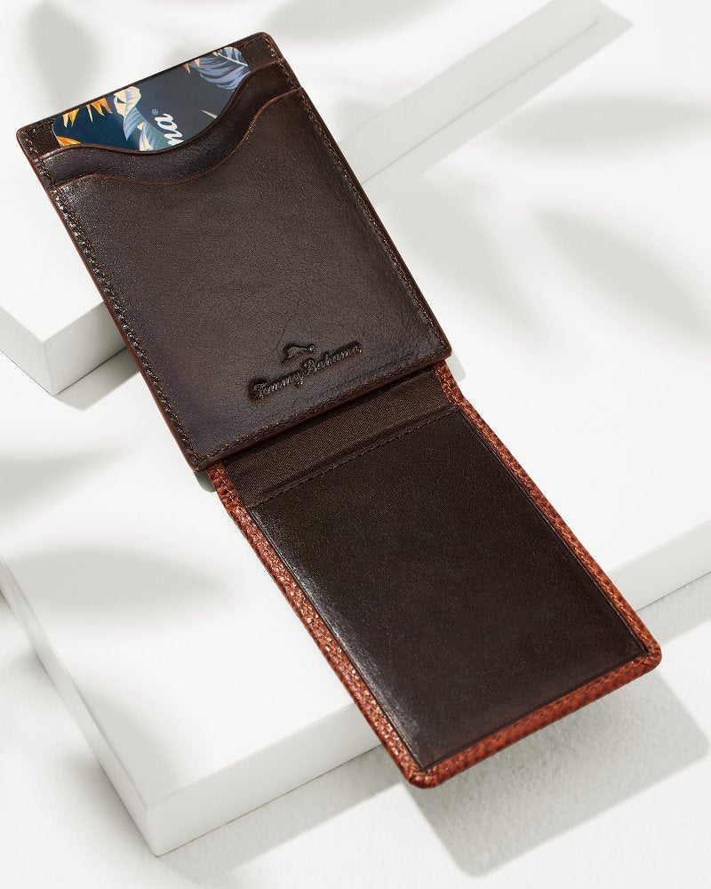 Scotchgrain Leather Magnetic Front Pocket Wallet Cognac | Tommy Bahama Customer Favorite - Scotchgrain Leather Magnetic Front Pocket Wallet