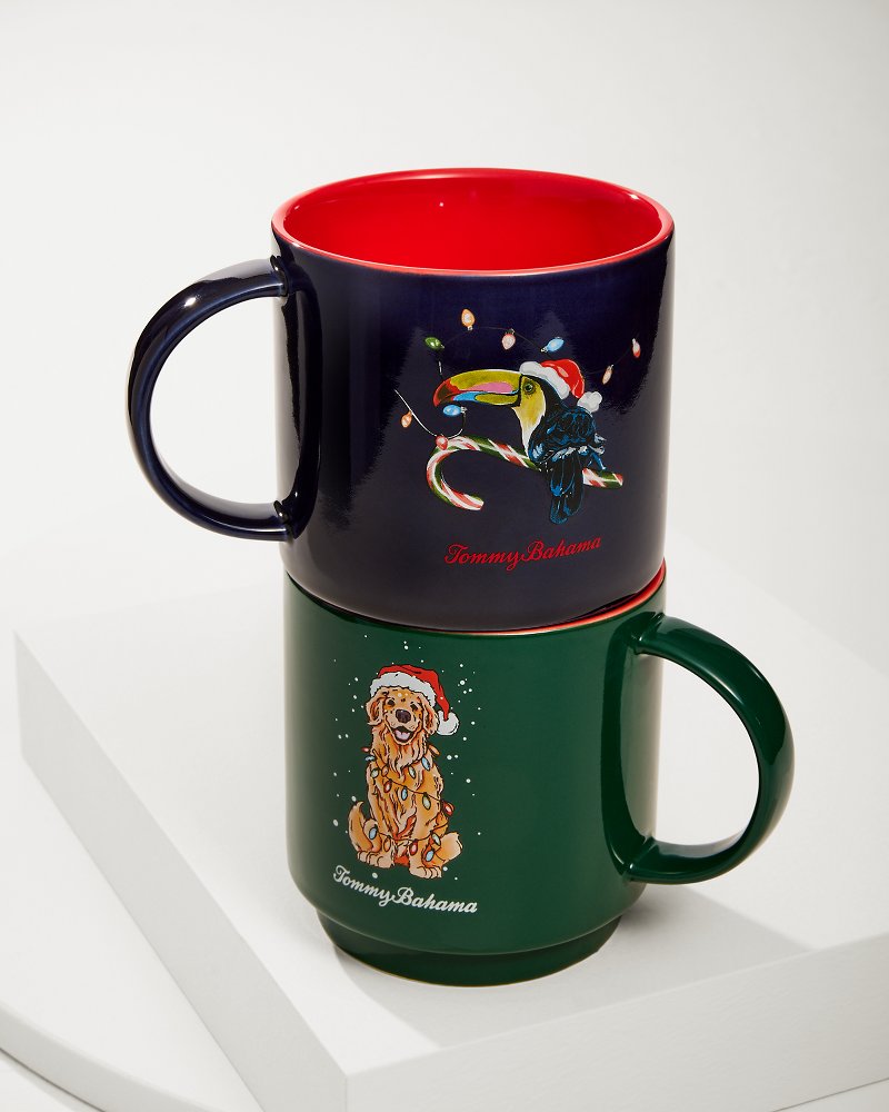 Santa's Toucan Stackable Mug Navy | Tommy Bahama Trusted - Santa's Toucan Stackable Mug