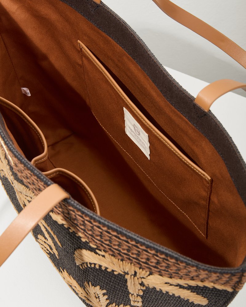 Raffia Palms Beach Tote Black Multi | Tommy Bahama Essential - Raffia Palms Beach Tote