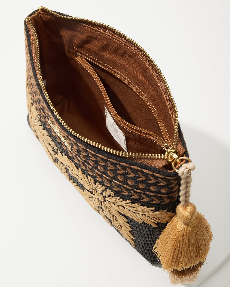 Raffia Palms Maci Wristlet Black Multi | Tommy Bahama New - Raffia Palms Maci Wristlet