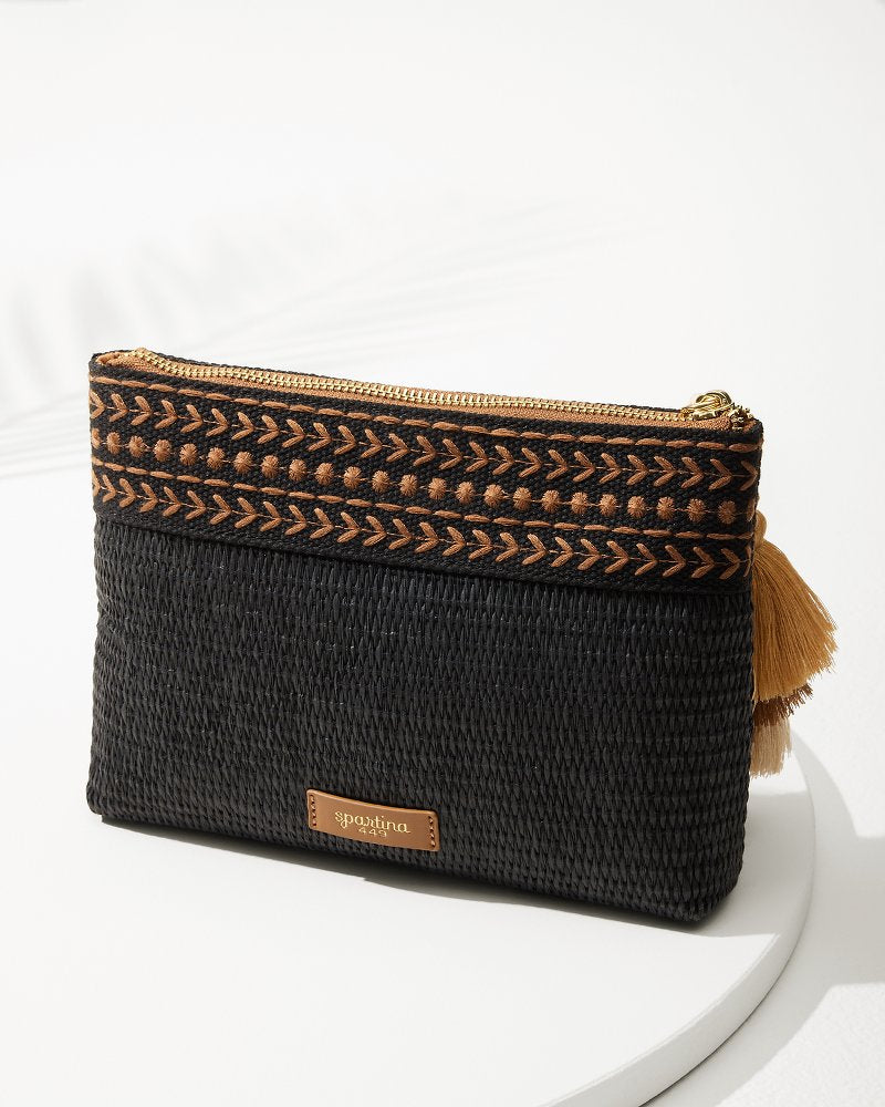 Raffia Palms Maci Wristlet Black Multi | Tommy Bahama New - Raffia Palms Maci Wristlet