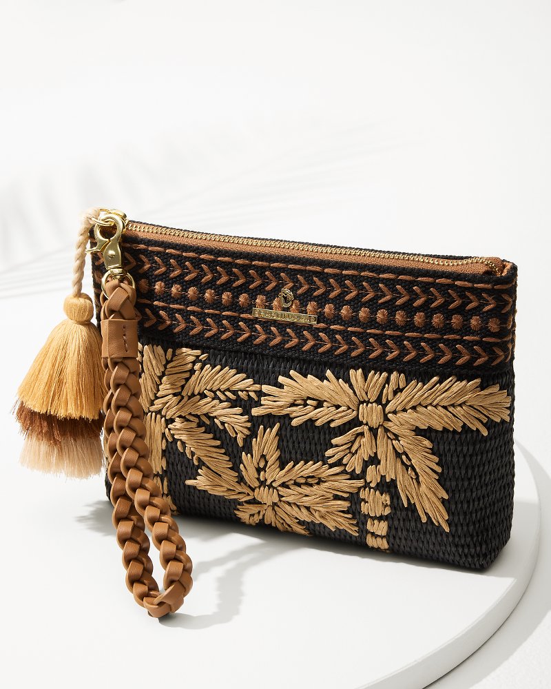 Raffia Palms Maci Wristlet Black Multi | Tommy Bahama New - Raffia Palms Maci Wristlet