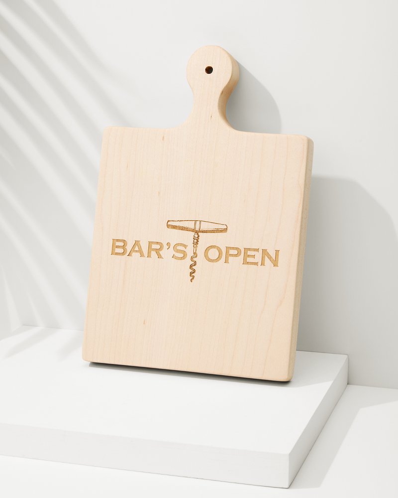Bar's Open Artisan Maple Wood Board Natural | Tommy Bahama Best Price - Bar's Open Artisan Maple Wood Board