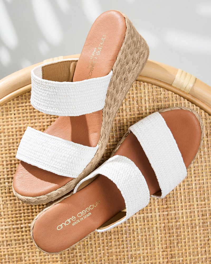 André Assous Nori Stretch Raffia Wedge Sandals White | Tommy Bahama Best Price - André Assous Nori Stretch Raffia Wedge Sandals