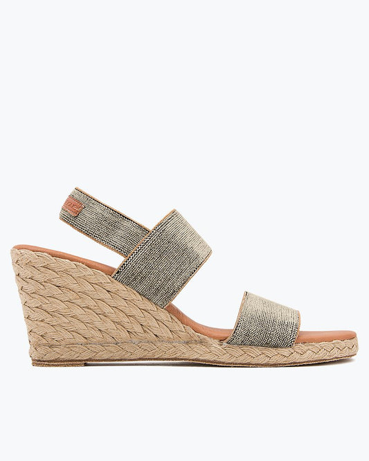 André Assous Allison Elastic Wedge Sandals Black/Beige | Tommy Bahama Deals - André Assous Allison Elastic Wedge Sandals