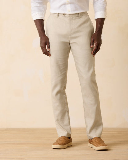 Big & Tall Latigo Beach Linen-Blend Flat-Front Pants Stone Khaki | Tommy Bahama Recommended - Big & Tall Latigo Beach Linen-Blend Flat-Front Pants