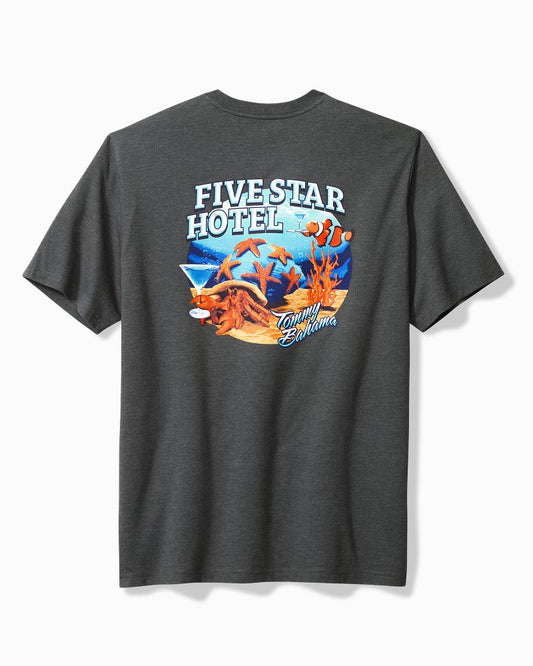 Big & Tall Five Star Hotel Graphic T-Shirt Coal Heather | Tommy Bahama Special Offer - Big & Tall Five Star Hotel Graphic T-Shirt