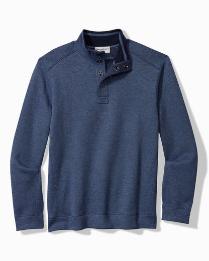 Big & Tall Flip Coast Reversible Snap Mock Sweatshirt Blue Note Heather | Tommy Bahama Exclusive - Big & Tall Flip Coast Reversible Snap Mock Sweatshirt