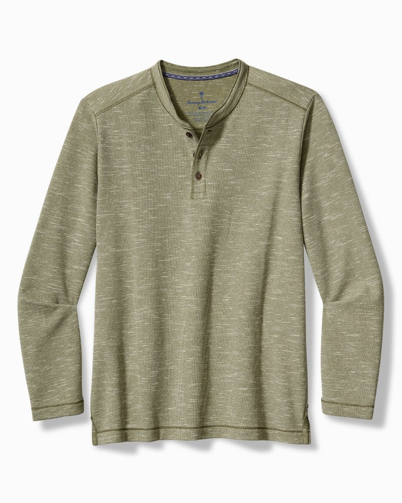 Big & Tall Morro Beach Long-Sleeve Henley Tea Leaf | Tommy Bahama Everyday - Big & Tall Morro Beach Long-Sleeve Henley