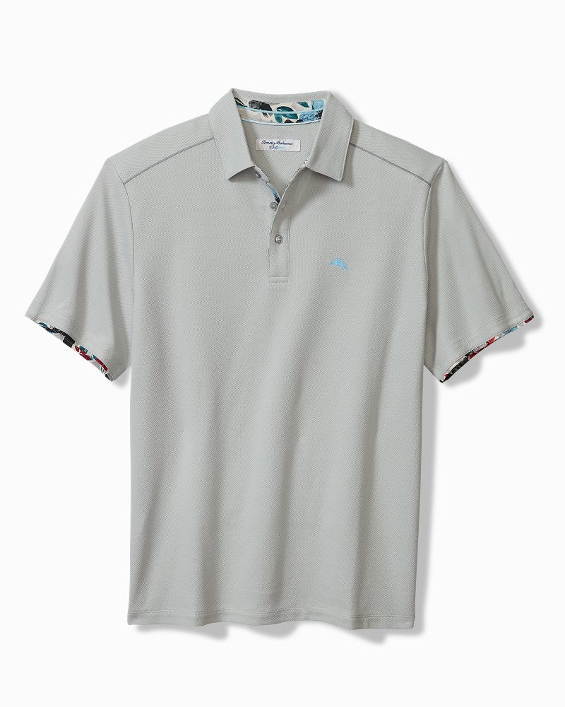 Big & Tall Tropicano Blooms Five O'Clock IslandZone® Polo Concrete Grey | Tommy Bahama Popular - Big & Tall Tropicano Blooms Five O'Clock IslandZone® Polo