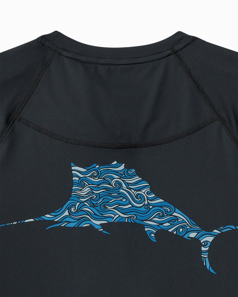 Big & Tall Chill Time Surf IslandZone® Short-Sleeve Rash Guard Jet Black | Tommy Bahama Recommended - Big & Tall Chill Time Surf IslandZone® Short-Sleeve Rash Guard