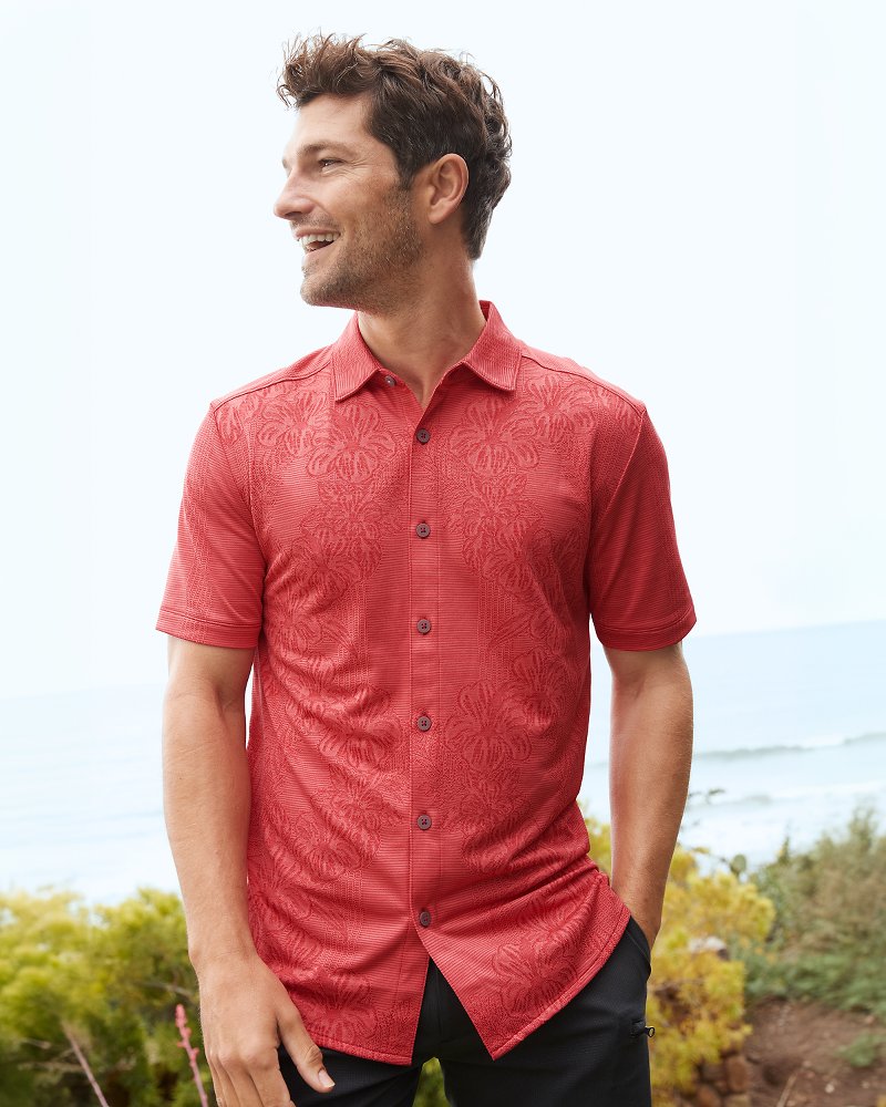 Big & Tall Palm Coast Cascade Vines IslandZone® Knit Shirt Dark Havana | Tommy Bahama Best Price - Big & Tall Palm Coast Cascade Vines IslandZone® Knit Shirt