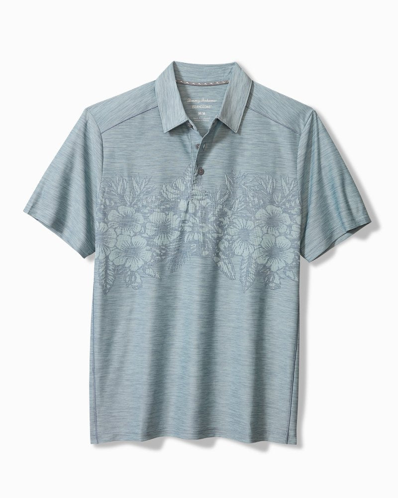 Big & Tall Palm Coast Hibiscus Border IslandZone® Polo Sterling Blue | Tommy Bahama Signature - Big & Tall Palm Coast Hibiscus Border IslandZone® Polo