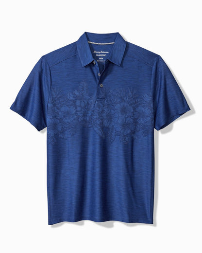 Big & Tall Palm Coast Hibiscus Border IslandZone® Polo Kingdom Blue | Tommy Bahama Recommended - Big & Tall Palm Coast Hibiscus Border IslandZone® Polo