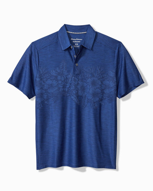 Big & Tall Palm Coast Hibiscus Border IslandZone® Polo Kingdom Blue | Tommy Bahama Recommended - Big & Tall Palm Coast Hibiscus Border IslandZone® Polo