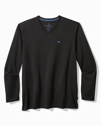 Big & Tall Bali Skyline V-Neck Long-Sleeve T-Shirt Black | Tommy Bahama Essential - Big & Tall Bali Skyline V-Neck Long-Sleeve T-Shirt