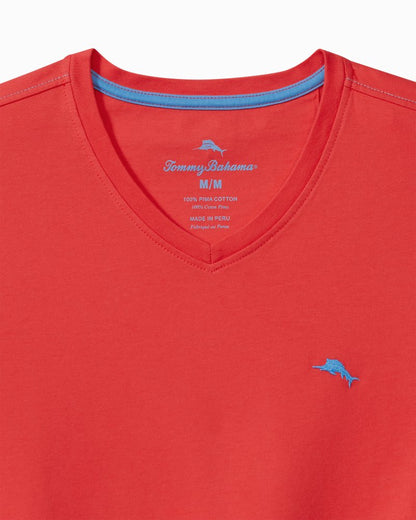 Big & Tall Bali Skyline V-Neck Long-Sleeve T-Shirt Zanzibar Red | Tommy Bahama Premium - Big & Tall Bali Skyline V-Neck Long-Sleeve T-Shirt