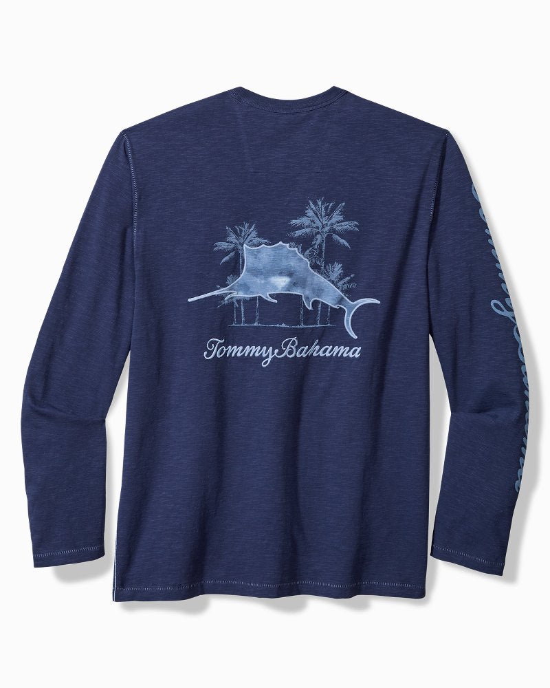 Big & Tall Azul Palms Long-Sleeve Lux T-Shirt Island Navy | Tommy Bahama Great Value - Big & Tall Azul Palms Long-Sleeve Lux T-Shirt