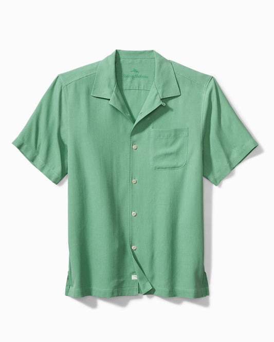 Big & Tall Hawaiian Herringbone Camp Shirt Spring Pool | Tommy Bahama Quality - Big & Tall Hawaiian Herringbone Camp Shirt