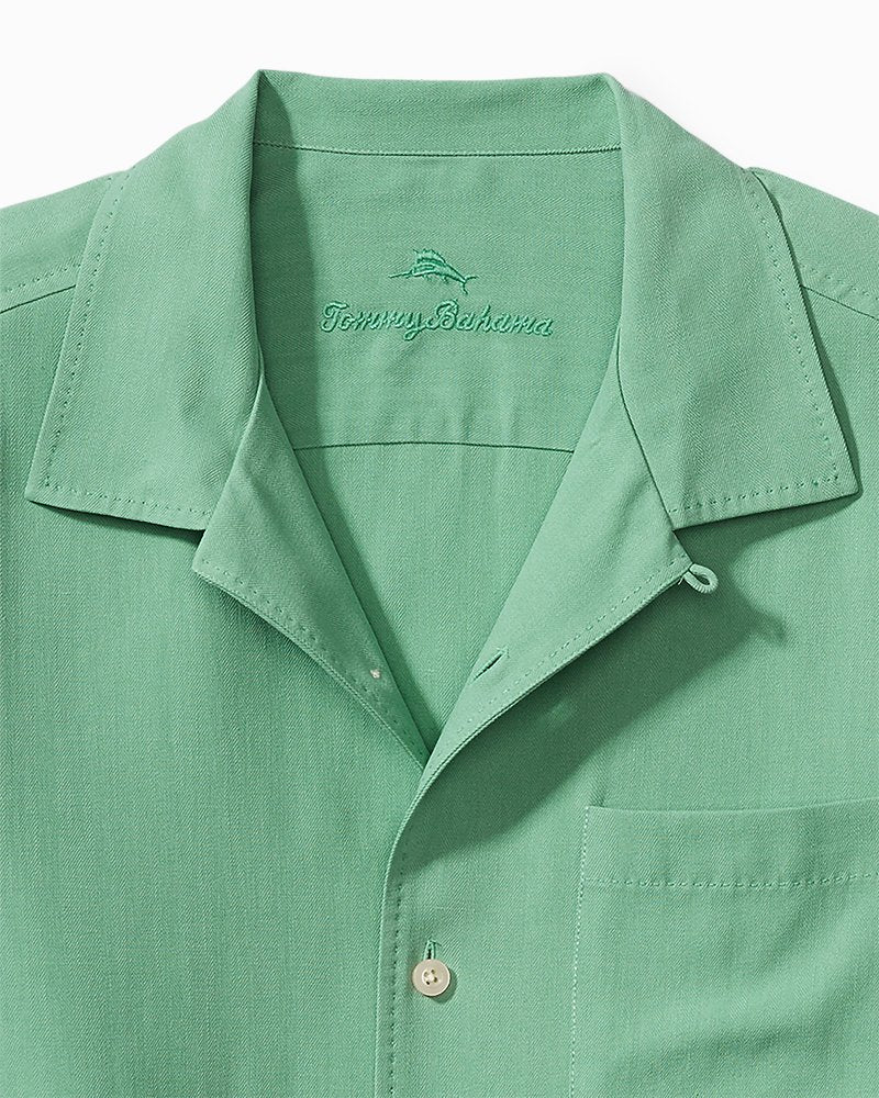 Big & Tall Hawaiian Herringbone Camp Shirt Spring Pool | Tommy Bahama Quality - Big & Tall Hawaiian Herringbone Camp Shirt