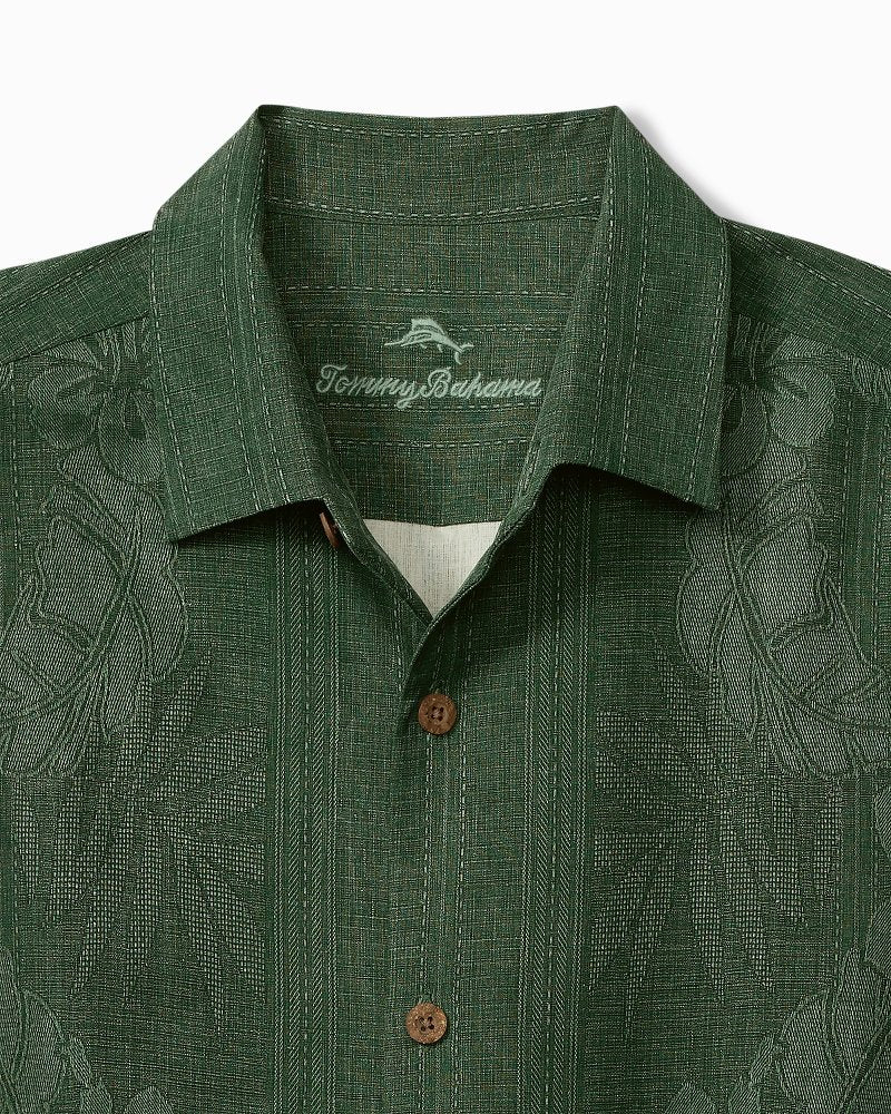 Big & Tall Bali Border Silk Camp Shirt Emerald | Tommy Bahama Premium - Big & Tall Bali Border Silk Camp Shirt