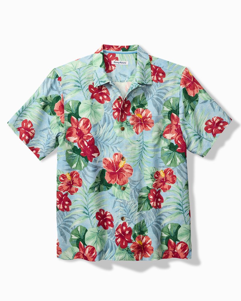 Big & Tall Fridas Garden Silk Camp Shirt Morning Sky | Tommy Bahama Classic - Big & Tall Fridas Garden Silk Camp Shirt