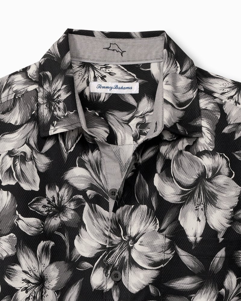 Big & Tall Hibiscus Hideaway Silk Camp Shirt Black | Tommy Bahama Sale - Big & Tall Hibiscus Hideaway Silk Camp Shirt