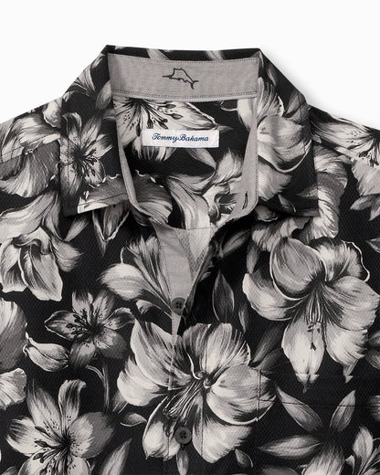 Big & Tall Hibiscus Hideaway Silk Camp Shirt Black | Tommy Bahama Sale - Big & Tall Hibiscus Hideaway Silk Camp Shirt