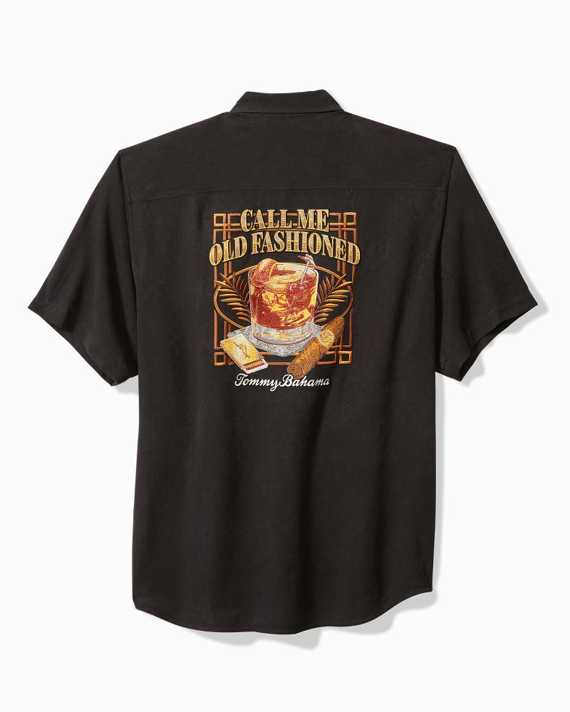 Big & Tall Call Me Old Fashioned Silk Camp Shirt Black | Tommy Bahama Sale - Big & Tall Call Me Old Fashioned Silk Camp Shirt