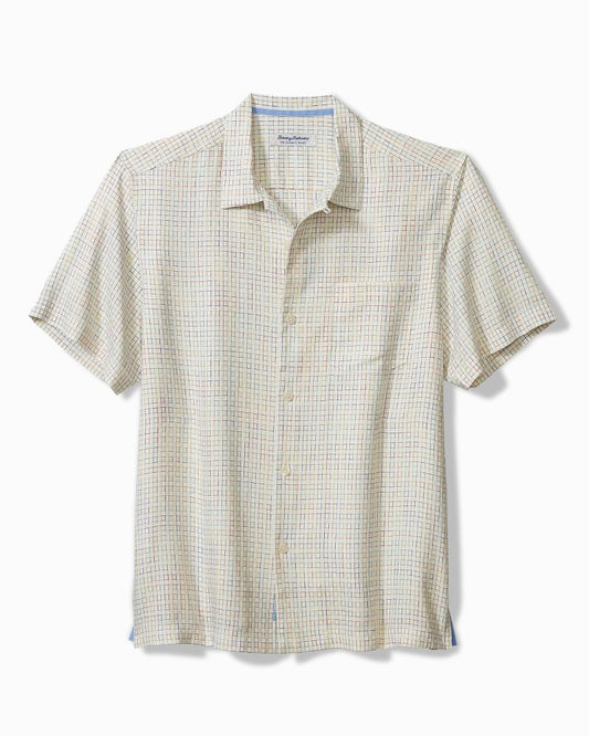 Big & Tall Coconut Point Prismatic Check IslandZone® Camp Shirt Froth | Tommy Bahama Smart Buy - Big & Tall Coconut Point Prismatic Check IslandZone® Camp Shirt