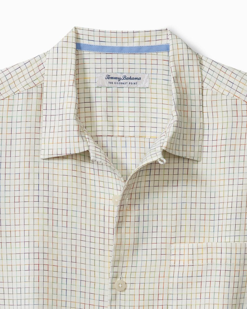 Big & Tall Coconut Point Prismatic Check IslandZone® Camp Shirt Froth | Tommy Bahama Smart Buy - Big & Tall Coconut Point Prismatic Check IslandZone® Camp Shirt