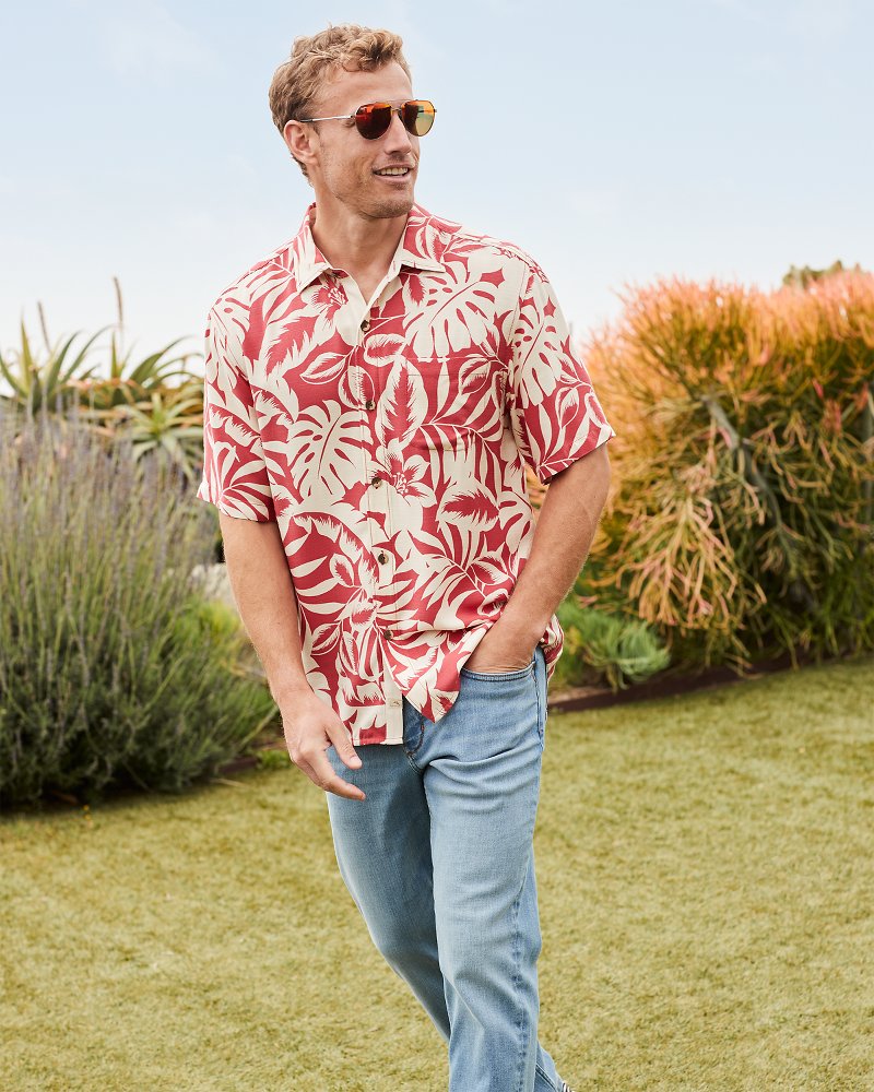 Big & Tall Veracruz Cay Lindavista Leaves Short-Sleeve Shirt Dark Havana | Tommy Bahama Smart Buy - Big & Tall Veracruz Cay Lindavista Leaves Short-Sleeve Shirt