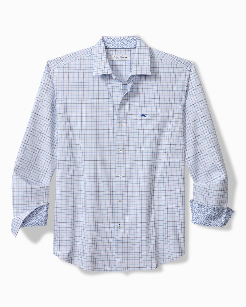 Big & Tall Sarasota Stretch Cabo Check IslandZone® Shirt Chambray Blue | Tommy Bahama Trusted - Big & Tall Sarasota Stretch Cabo Check IslandZone® Shirt